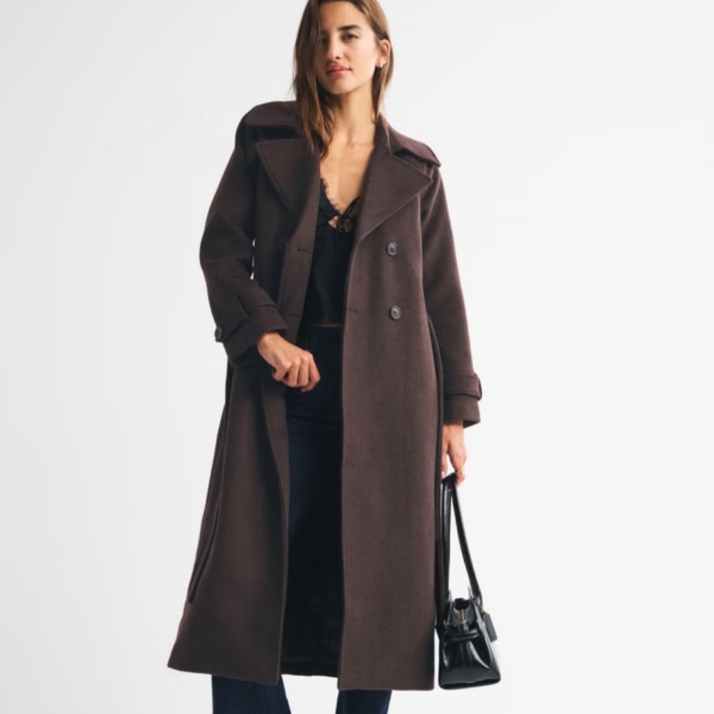 A&F Carrie Wool-Blend Trench Coat